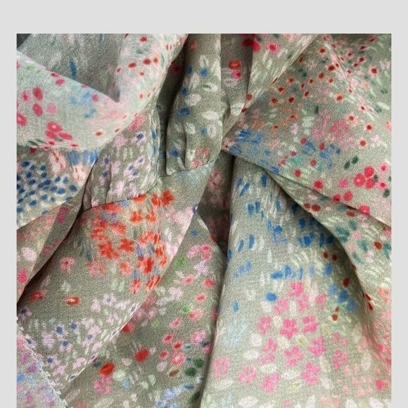 NWT Aritzia Wilfred Tempest Dress Plus Size Sage Multi Long Sleeve Shirred Top - Picture 10 of 16